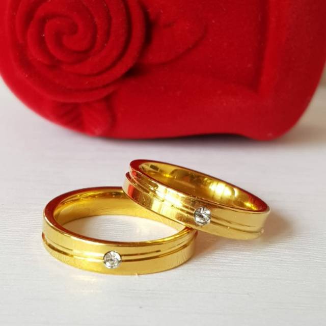 Couple &amp; Single Ring Titanium Gold Antikarat CRG03