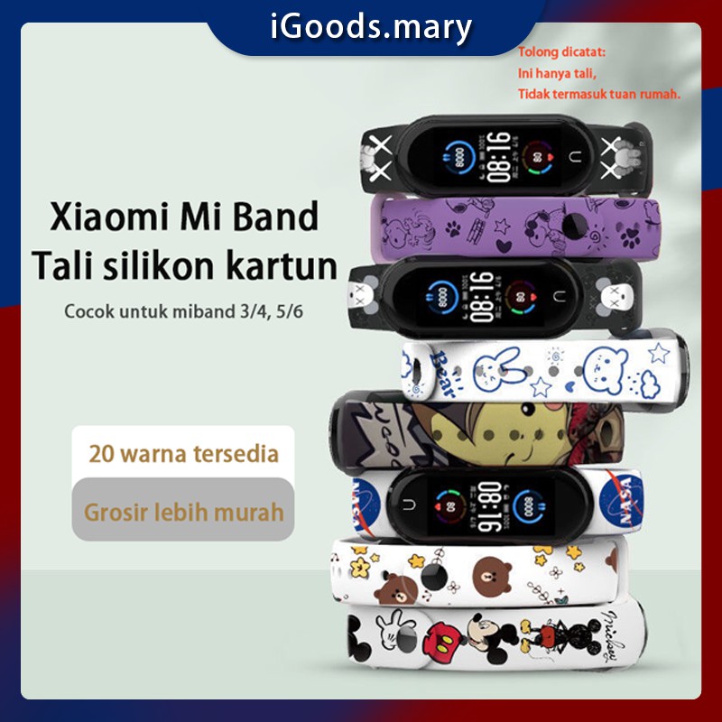 Strap Mi Band 3/4 5/6 Pengganti Gambar Kartun Desain Unik Pita silikon