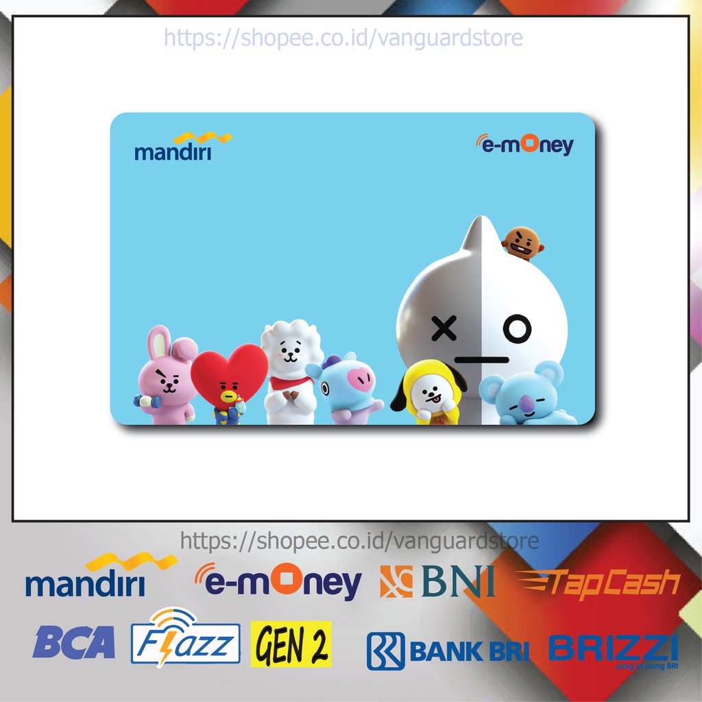 KARTU E MONEY E TOLL BT21 BTS ANIME 40 EMONEY MANDIRI FLAZZ BCA BNI TAPCASH BRIZZI BRI-1 SISI