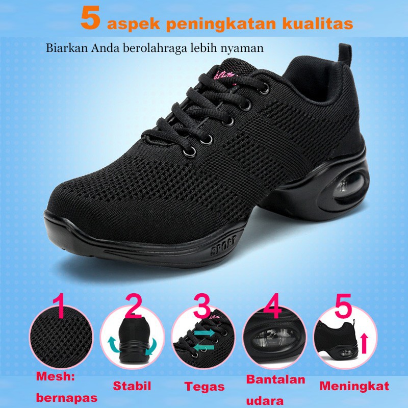 Sepatu dance wanita sepatu line dance Sepatu dansa Wanita uk 36~41 tergelincir pada sepatu baru Sepatu siswa yang anti selip sneakers wanita