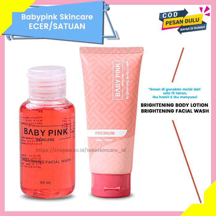 Babypink Brightening Facial Wash &amp; Brightening B Lotion |Baby Pink Skincare Ecer Original Resmi BPOM