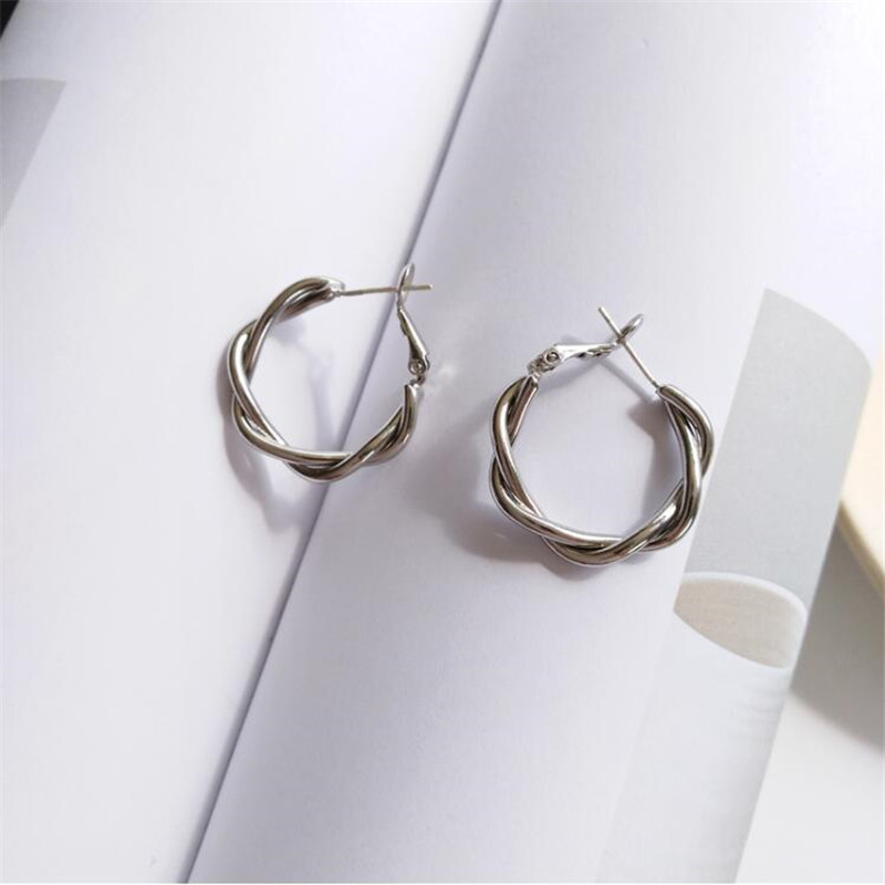 Round Gold Silver 925 Plated Earring Ear Studs Fashion Accessory