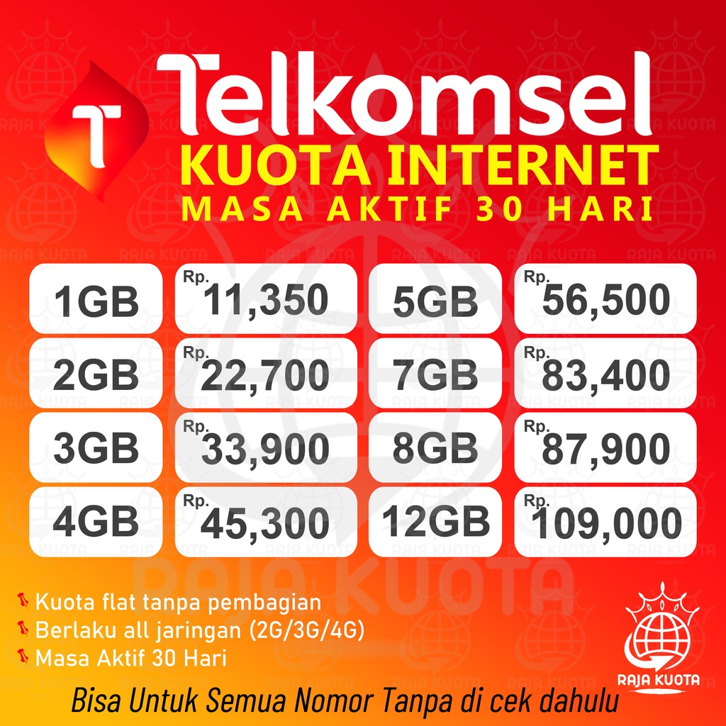 Paket Data Data Telkomsel Simpatil As Loop Flash 1GB 2GB 3GB 4GB 5GB 8GB