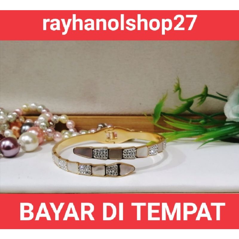 NEW TERBARU RO-27 GELANG TANGAN TITANIUM WANITA MOTIF PILIHAN LAPIS EMAS ANTI KARAT