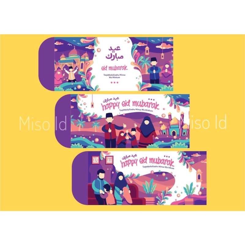 

amplop lebaran ramadhan unik tema ungu / angpao eid ramadhan lucu panjang