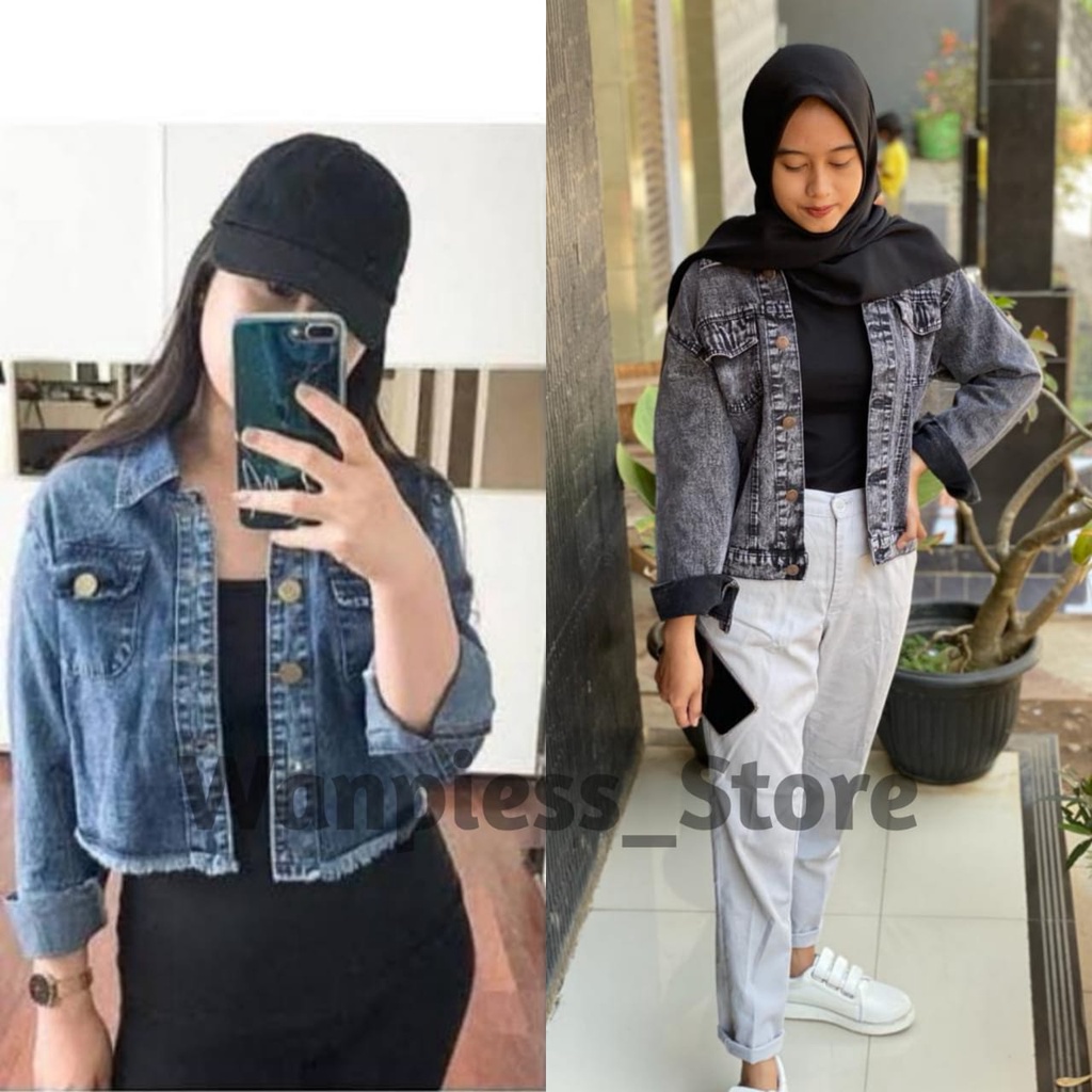 Jaket Jeans Snow Perempuan Jaket Jeans Bio Wash Perempuan Jaket Jeans Crop Perempuan Cewek Cewek Rawis Jaket JEANS DENIM Murah