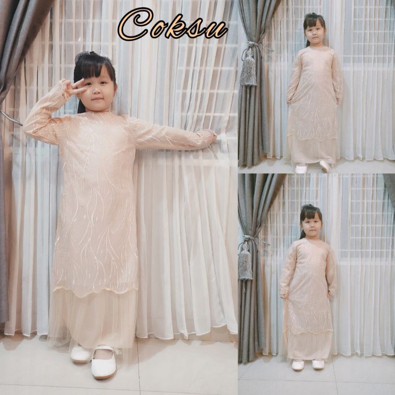 BAJU GAMIS ANAK BROKAT BRUKAT KIDS KID POLOS GERALDA WARNA COKLAT COKELAT SUSU COKSU