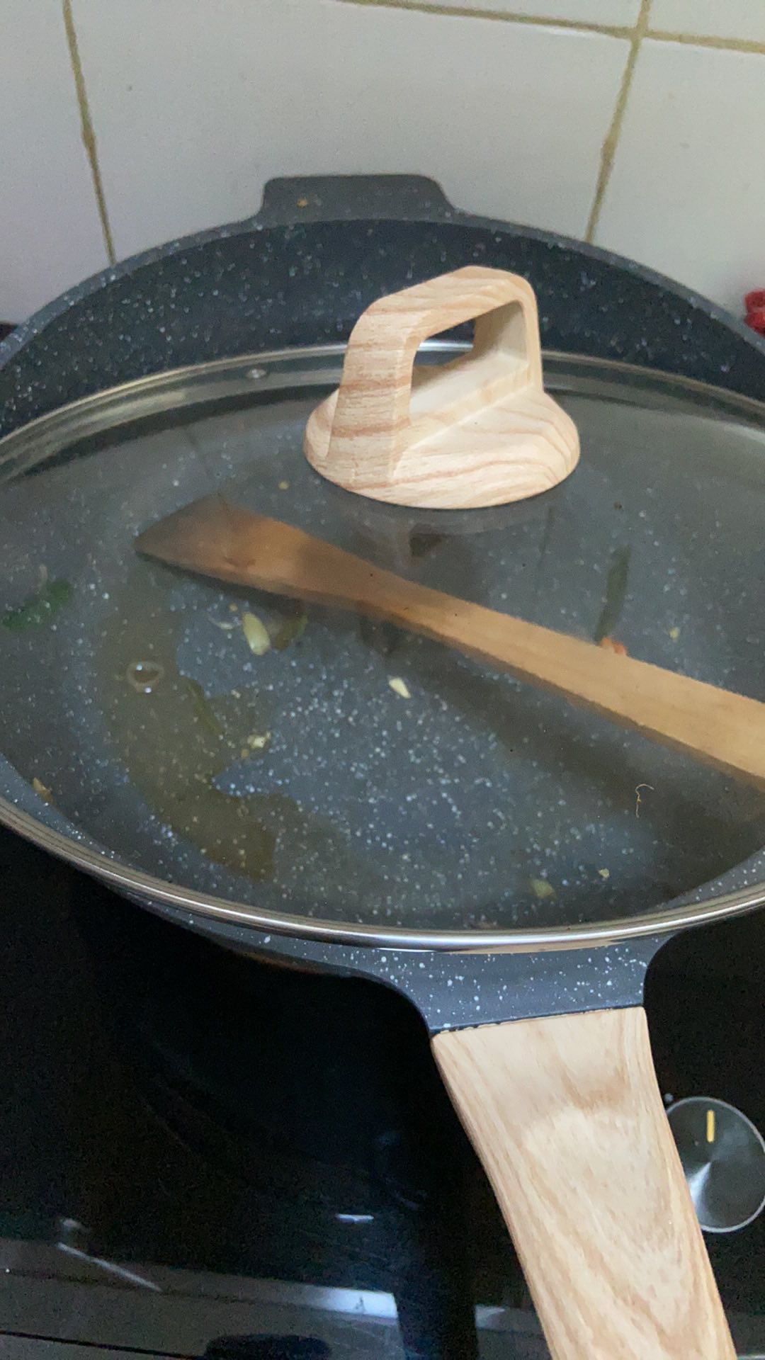 Cypruz Wajan Wok 30 Cm Non Stick Granite Series + Lid Kaca Kayu Kuali 30cm German Technology