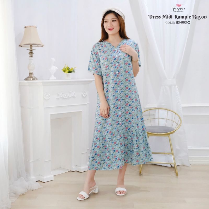 Dress Midi Homedress FOREVER SWEET Rayon HS-003-2/baju wanita/branded/rampel/drees/style kore