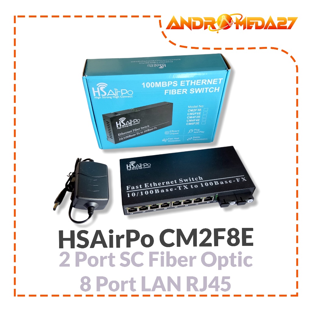 Media Converter Fiber Optic HSAirpo CM2F8E CM2F8EG Fiber Switch 2 FO 8 LAN