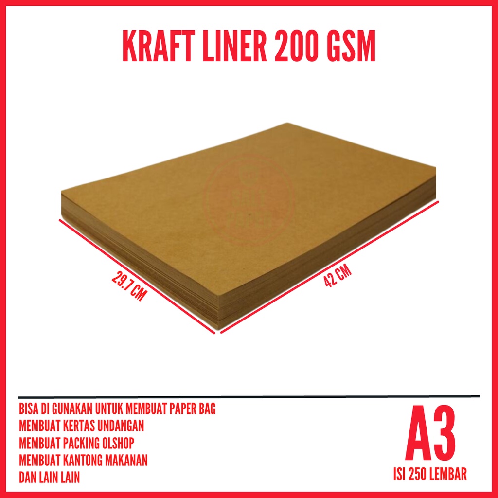 

Kertas Kraft A3 Liner 200 gsm isi 250 lembar / Kertas Bahan Paper Bag / Kertas Paper Bag