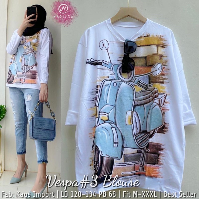 Blouse wanita premium import jumbo halus terbaru. Girly blouse masilca. Vespa Disney watergun blouse-Vespa #3