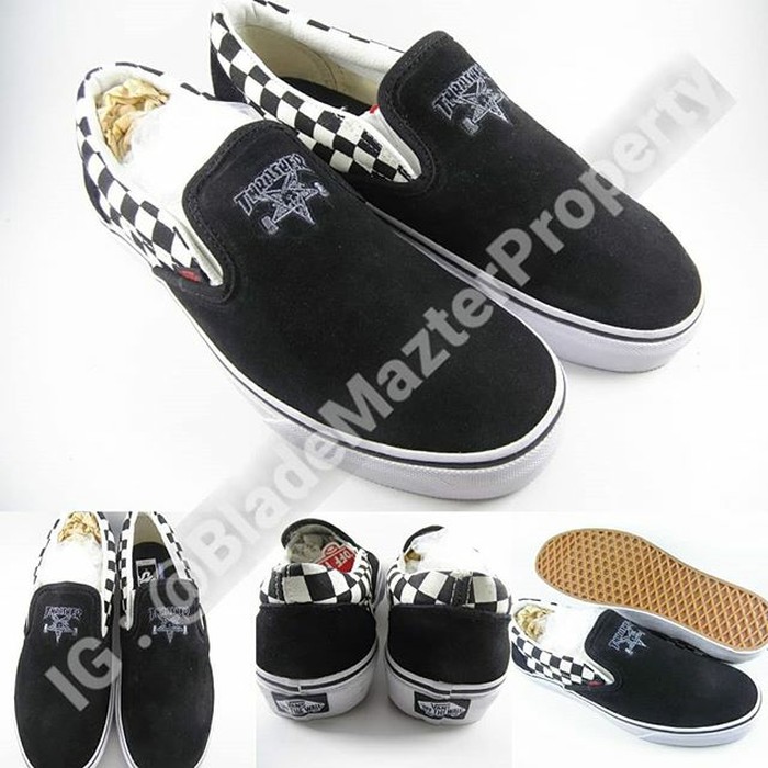 vans thrasher slip on checkerboard