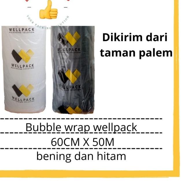 

✾ Bubble wrap roll hitam dan bening wellpack uk 60cm x 50m - Hitam ♢