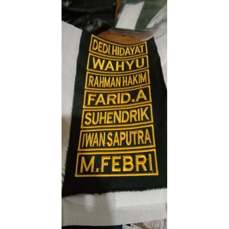 bordir nama atribut seragam security