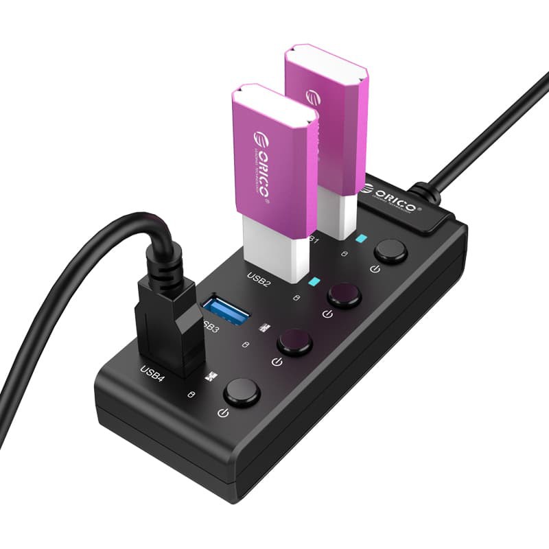 Accessories Orico USB HUB W9PH4-U3 4 Port With Individual Power Switches and LEDs