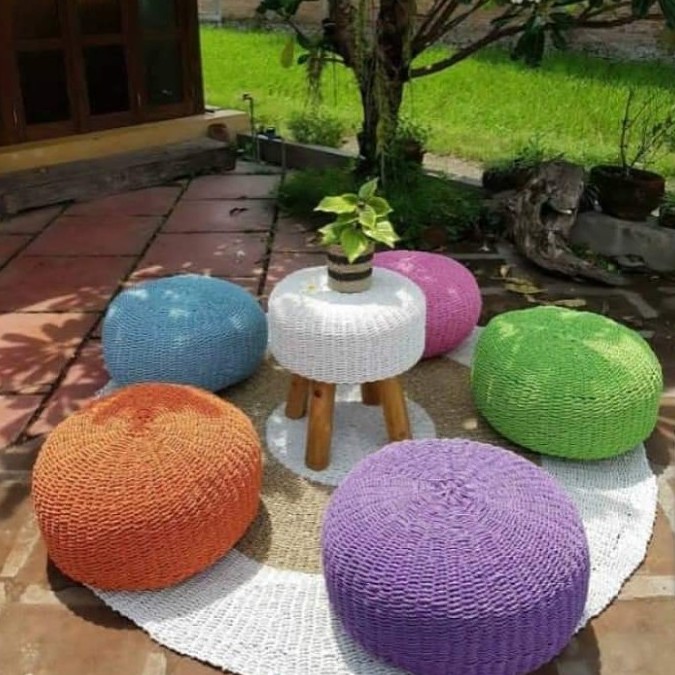 BANTAL BULAT ANYAMAN / BANTAL POUFE BANTAL SOFA / BANTAL HIAS / SEAGRASS / ENCENG GONDOK TANGAN 1