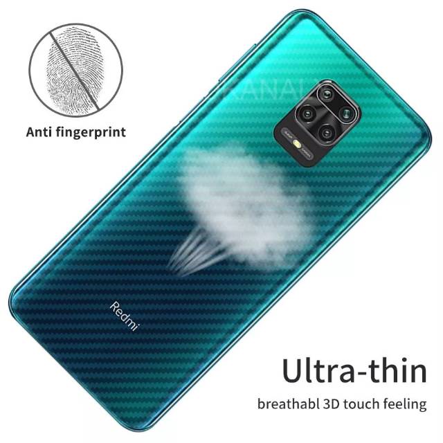 4IN1- TG Anti Gores Layar Kamera Xiaomi Redmi Note 9 Pro Tempered Glass Full Ring Camera Skin Carbon