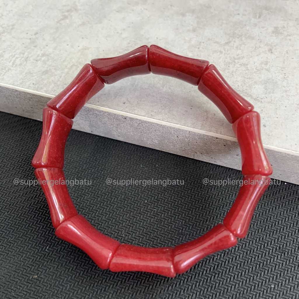 Gelang Batu KORAL MERAH TULANG limited batu alam RED CORAL akik serat