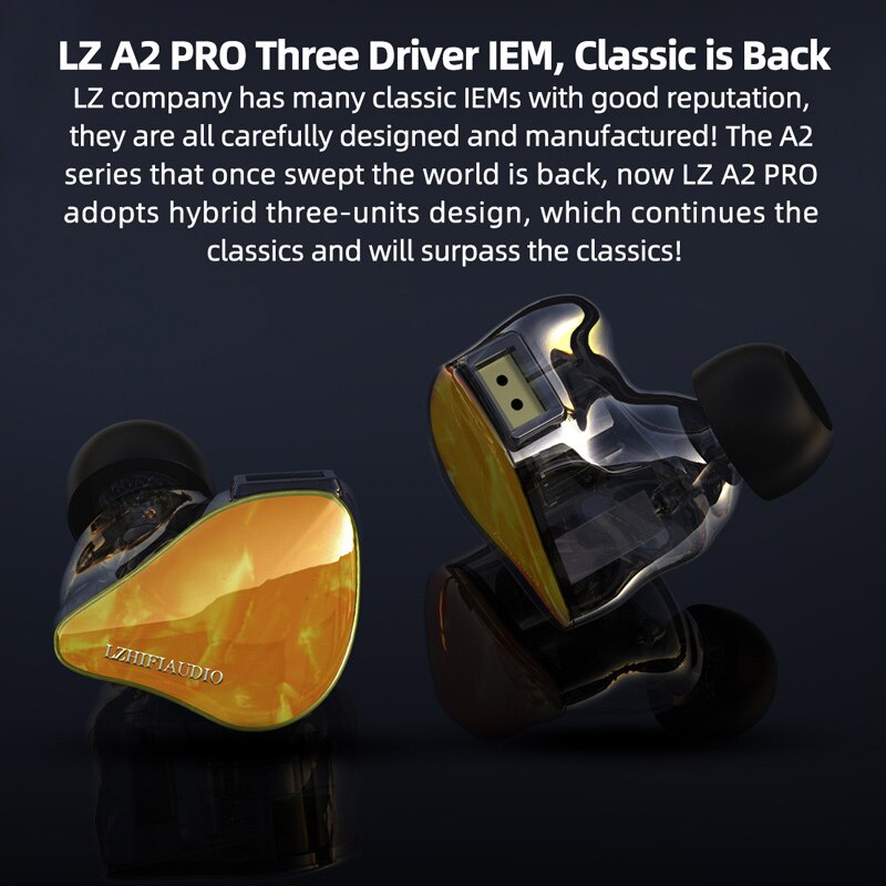 LZ A2 PRO Resin In-ear Monitor 1 Dynamic+2 Knowles BA Hybrid 3 Driver HIFI Earphone Sport Music Earbud Detachable 2Pin Cable