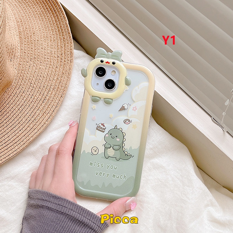 Soft Case Desain Kartun Monster Dinosaurus 3D Untuk IPhone 7 8 6 6S 14 Plus 11 13 12 14 Pro MAX XR XS MAX X SE 2020