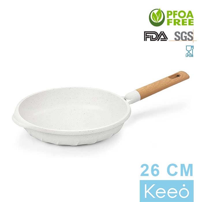 Cooklover 26 cm Wajan Penggorengan Anti Lengket Marble Granit (Fry Pan) Putih