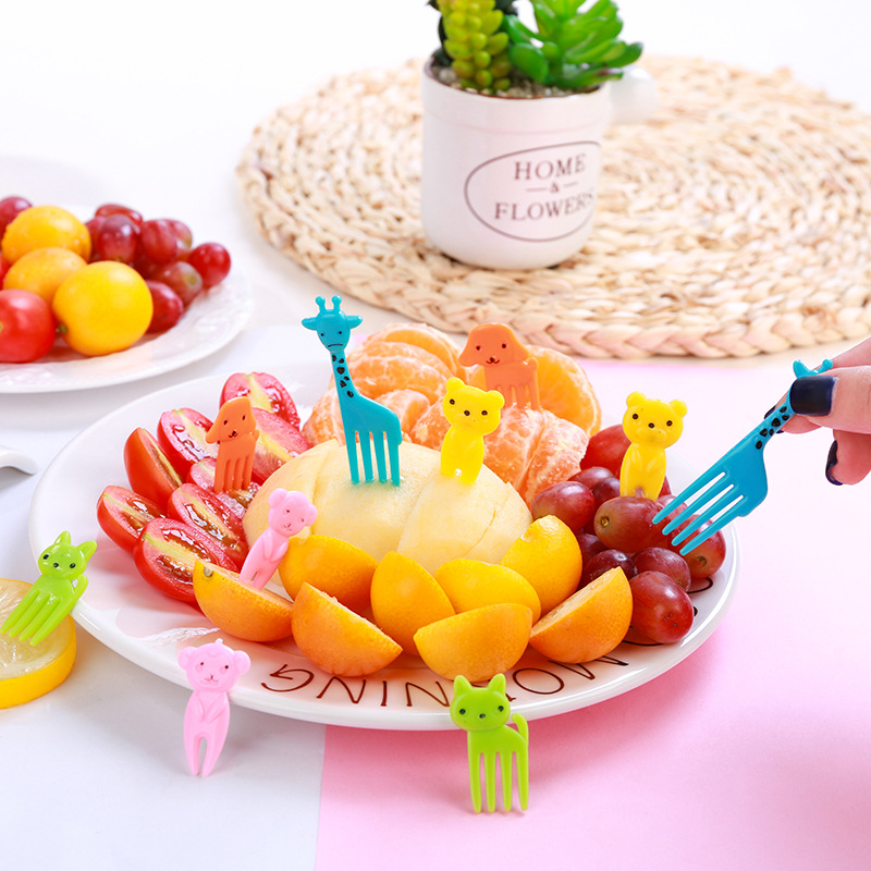 Hot Sale/10Pcs Garpu Buah Mini Animal Farm/Kartun Anak Snack Kue Dessert Makanan Fruit Pick