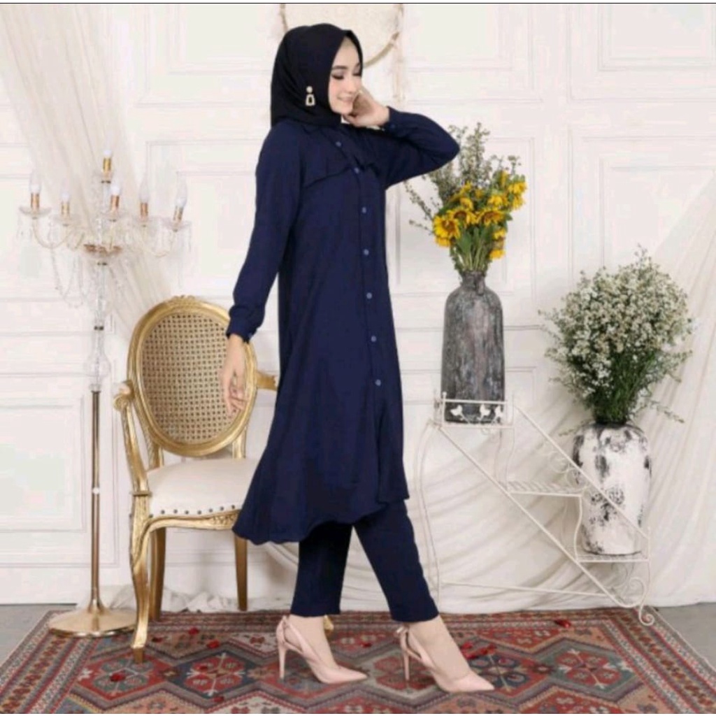 SETELAN CRINKLE LONG TUNIK ABRINA