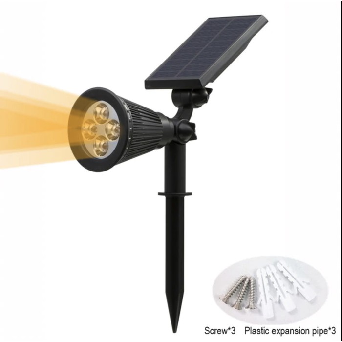 Lampu sorot solar taman tancap dan dinding spotlight lamp 2w-4led