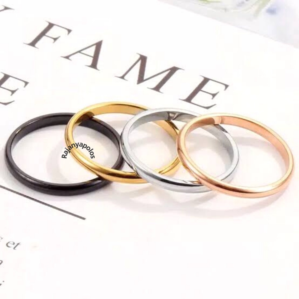 Cincin Titanium Tipis | Hitam | Rose Gold | Putih