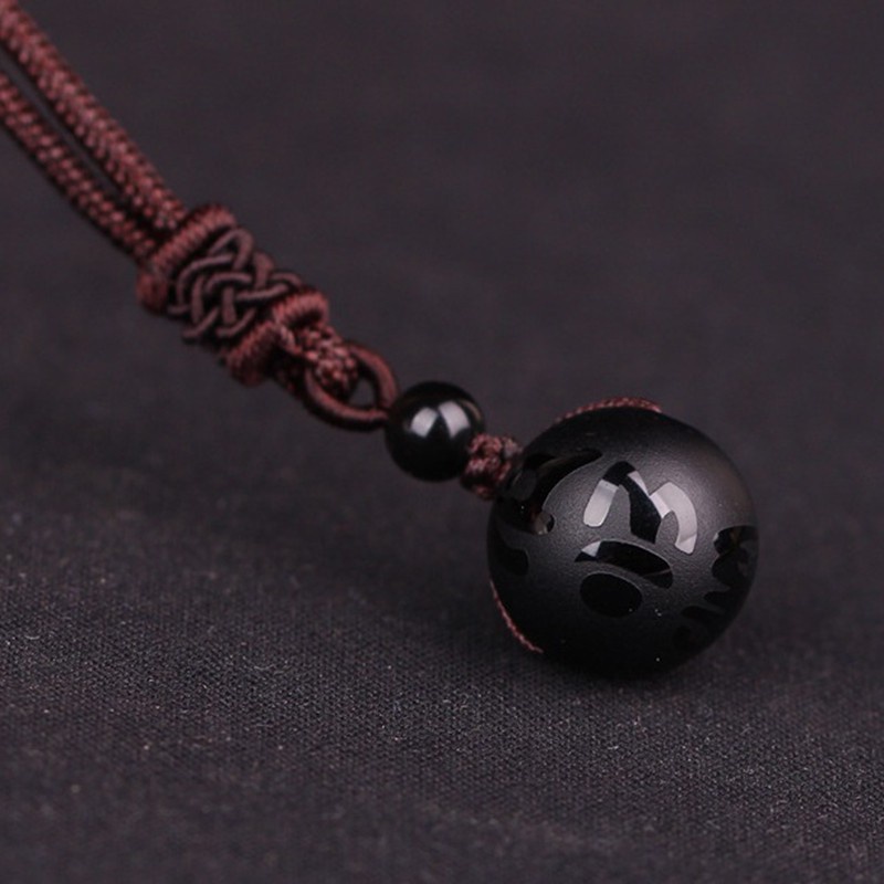 Lucky Bead 16Mm Obsidian Sandstone Agate Smoky Quartz Necklace Pendant Natural Genuine Crystal