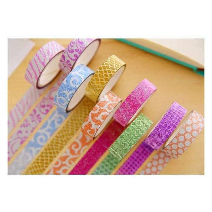 Glitter Printing Washi Tape 15mm x 3m (5pcs)