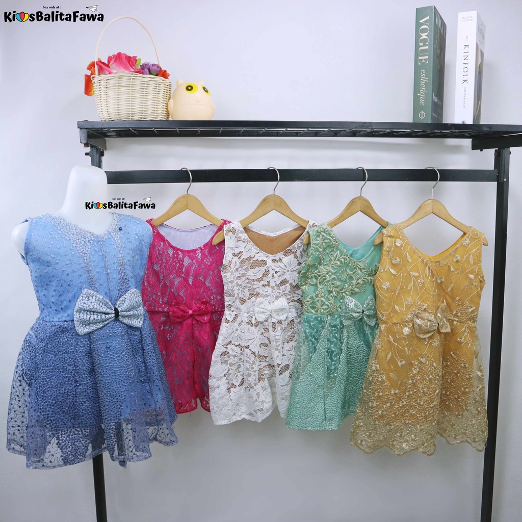 Dress Keira uk 6-12 Bulan/ Dres Kondangan Anak Perempuan Brukat Kensi Gaun Pesta Baju Baby Import