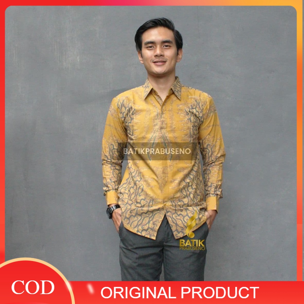 Batik Prabuseno Original 100% Batik Prabuseno - LARASATI Kemeja Batik Pria Lengan Panjang Slim Fit