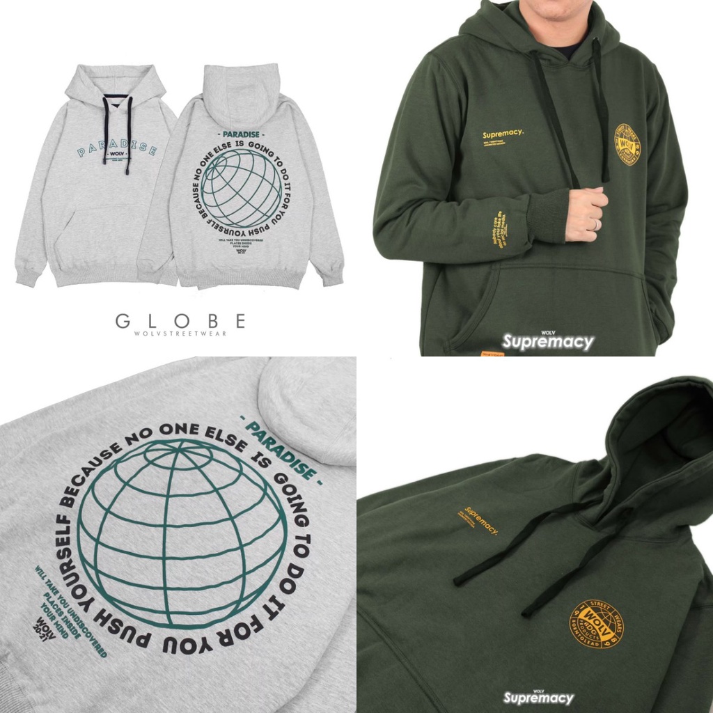 Wolv Streetwear Hoodie Premium Globe &amp; supremacy High Quality