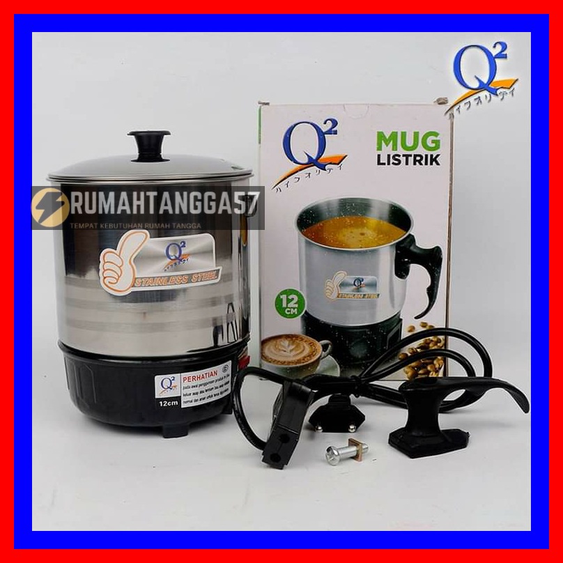 MUG ELEKTRIK PEMANAS LISTRIK / MUG LISTRIK 12 CM STAINLESS STEEL / MUG LISTRIK Q2-8012 / Q2 8012
