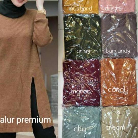 HR Sweater Tunik Slit Rajut Belah Pinggir / Samping