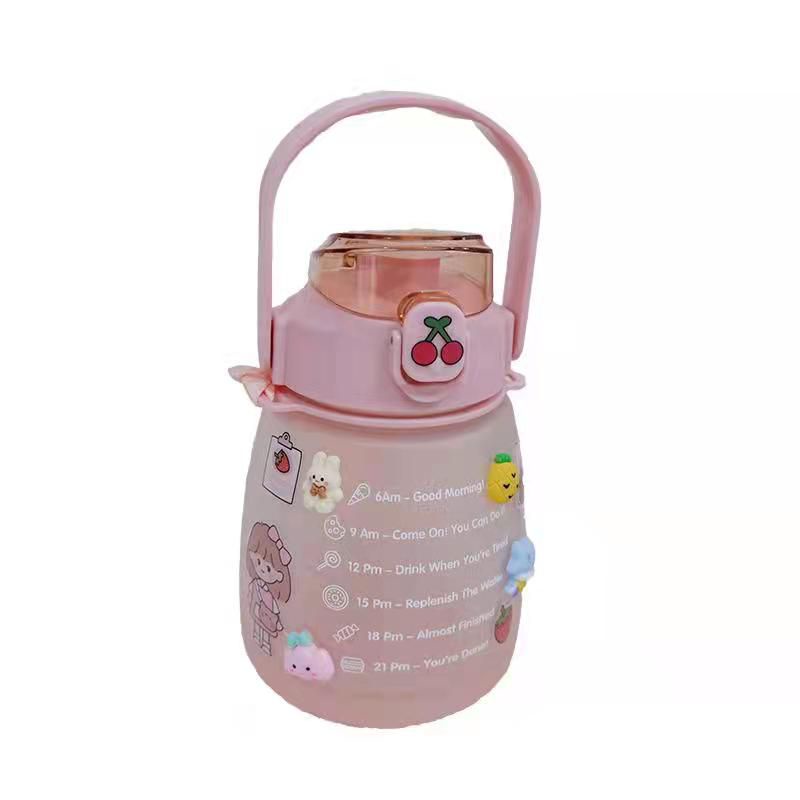 [SKY Grosir] Botol Minum Pelangi 2 Liter 2L (Botol Motivasi Warna Gradasi 2000mL)-1 Warna/ Pink 1300ml
