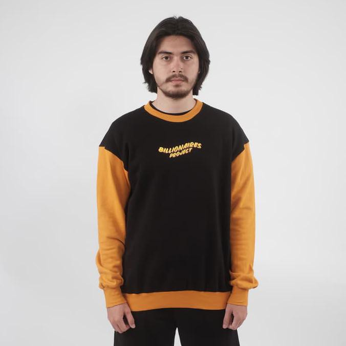 BILLIONAIRES PROJECT CLASSIC TWO TONE SWEATSHIRT - BLACK&MUSTARD - S Kode 538