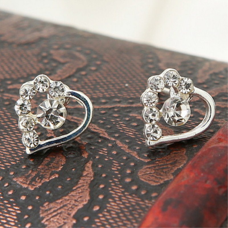 Korea Fashion Heart Star Pearl Berlian Imitasi Stud Earrings untuk Wanita Pesona Perhiasan