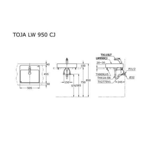 WASTAFEL TOTO LW 950 CJ WHITE COMPLETE SET