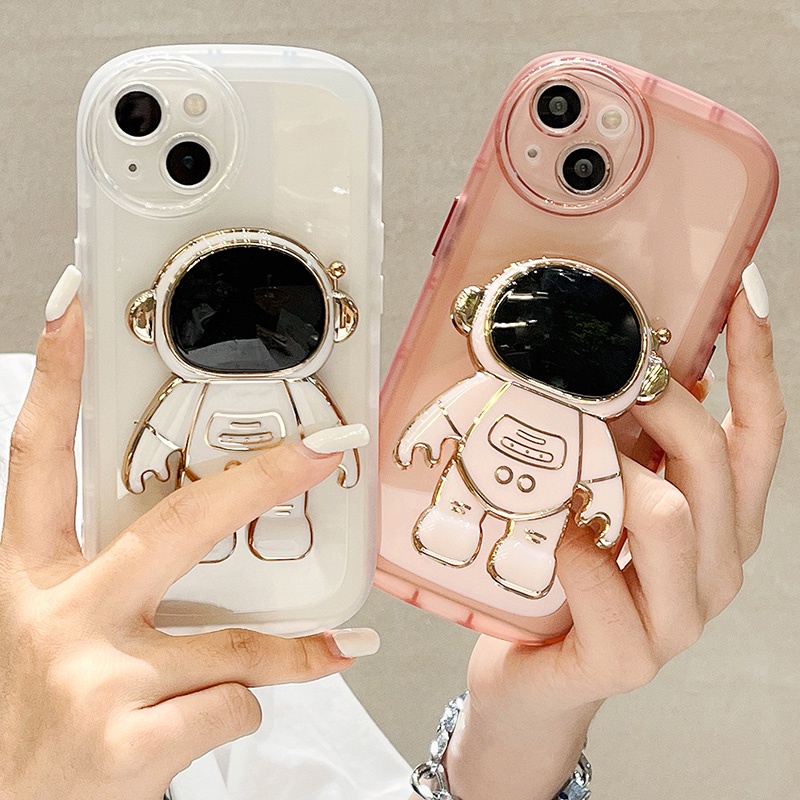 Creative astronaut stand case iphone 11 pro max 12 13 pro max Xs XR 7plus/8plus 3D round TPU soft shockproof phone case