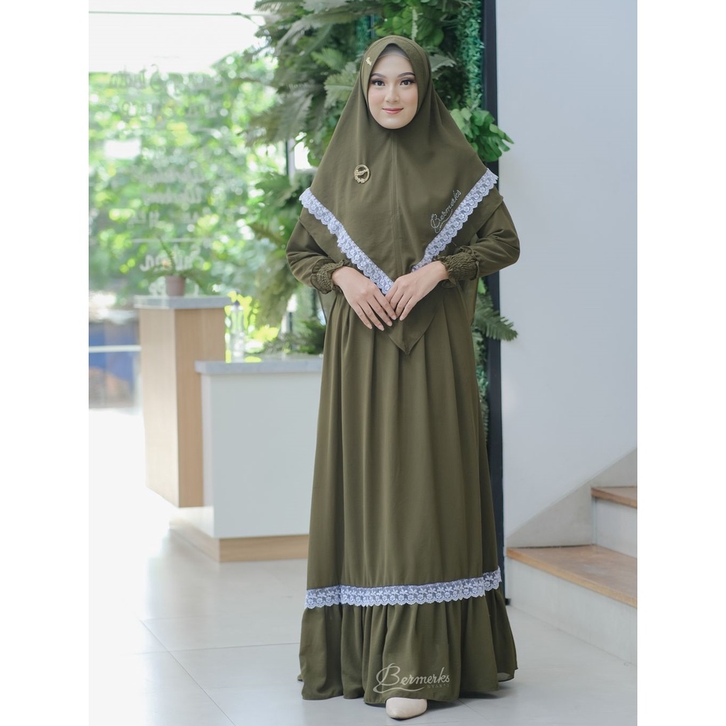 Gamis Bermerks Syar'i Original Renda Putih