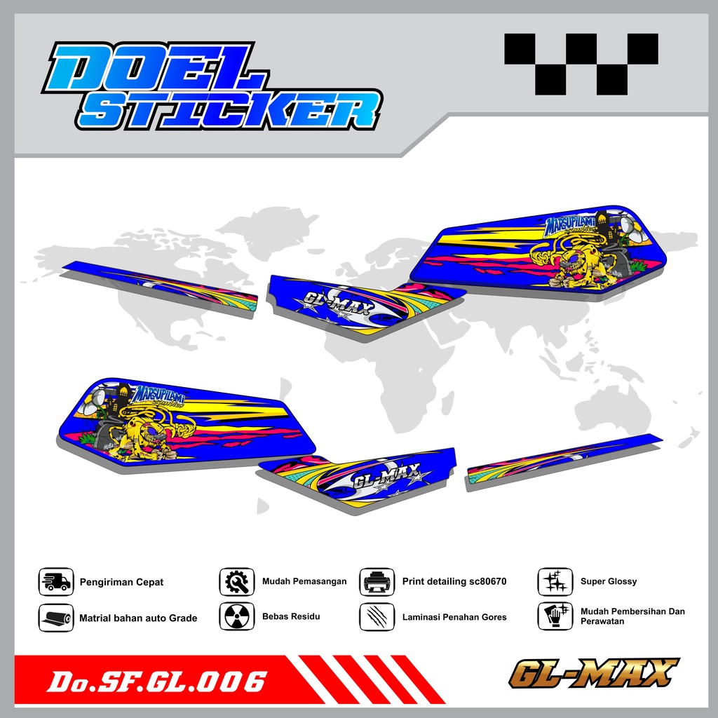 Sticker Striping GL PRO , MAX List Variasi Hologram pelangi,Crome Doel  006