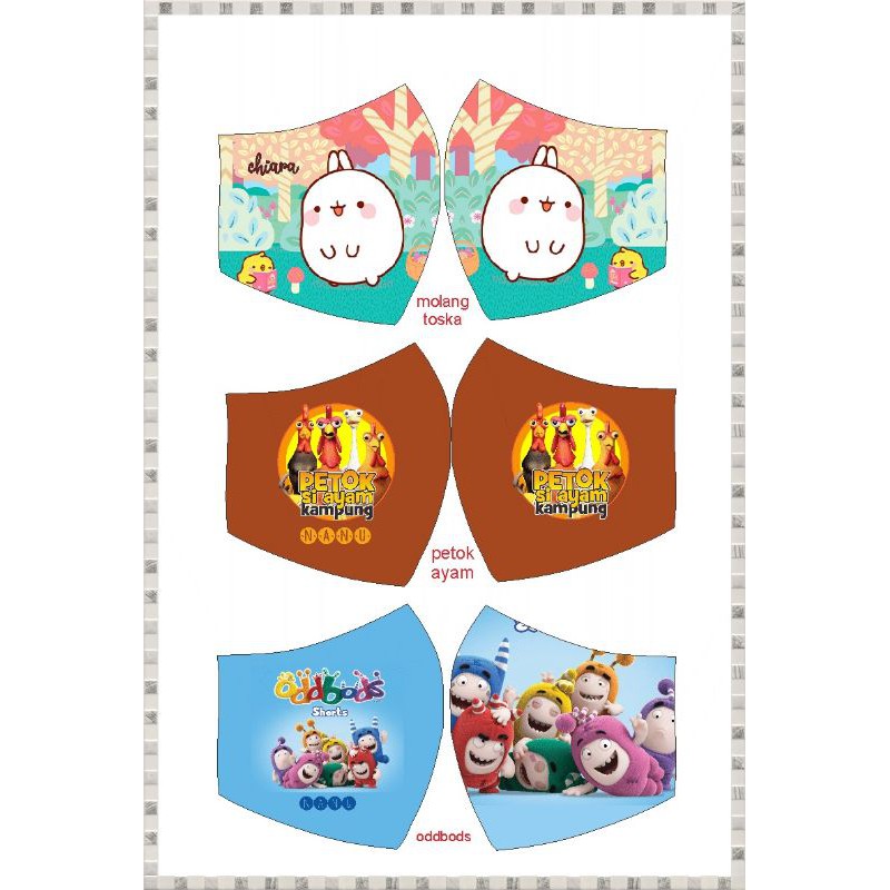 Masker kain anak duckbill 3ply