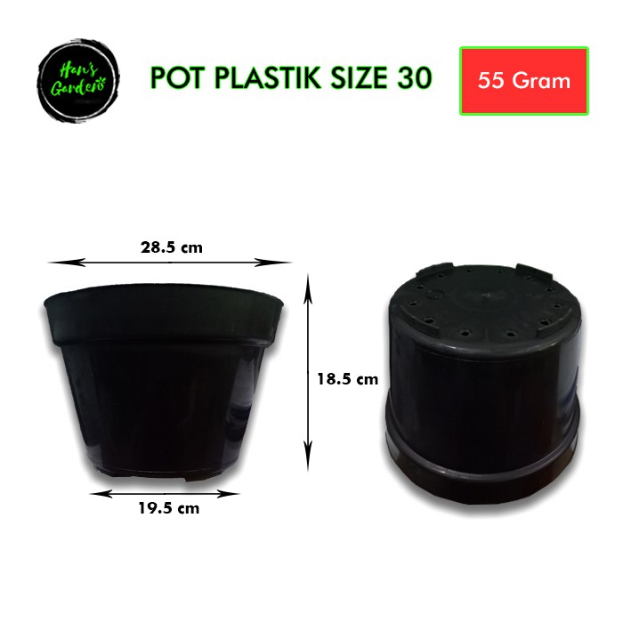 Pot 30 cm hitam pot bunga plastik grosir murah