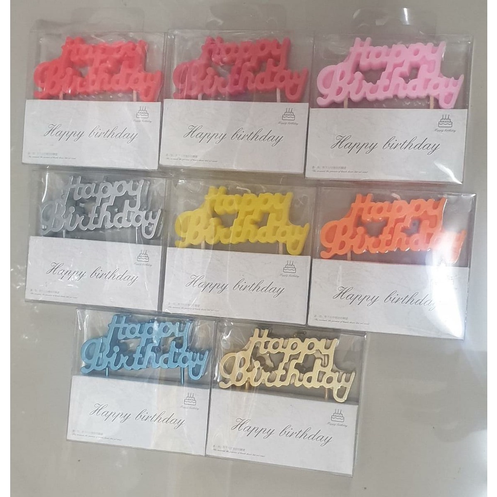 Lilin Ulang Tahun Candle Tulisan Happy Birthday Ultah Set Warna w/Mix