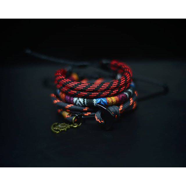 Gelang Pria Keren Set Paket Paracord Warna Abu Tua Orange Oren Choker Murah