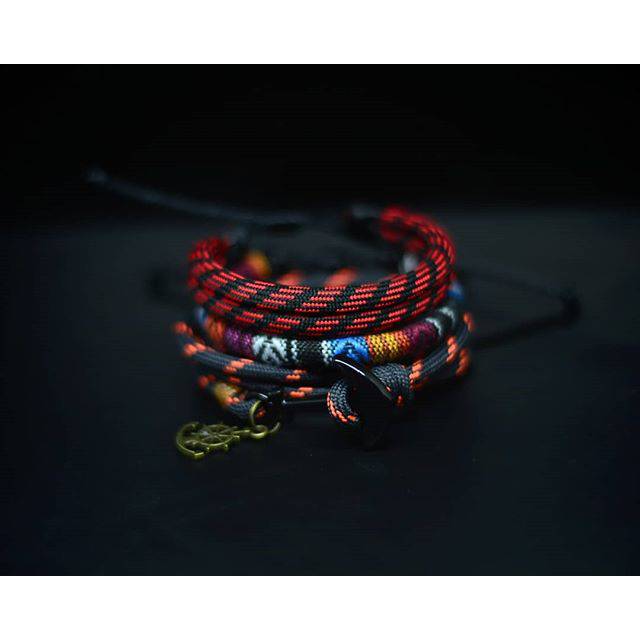 Gelang Pria Keren Set Paket Paracord Warna Abu Tua Orange Oren Choker Murah