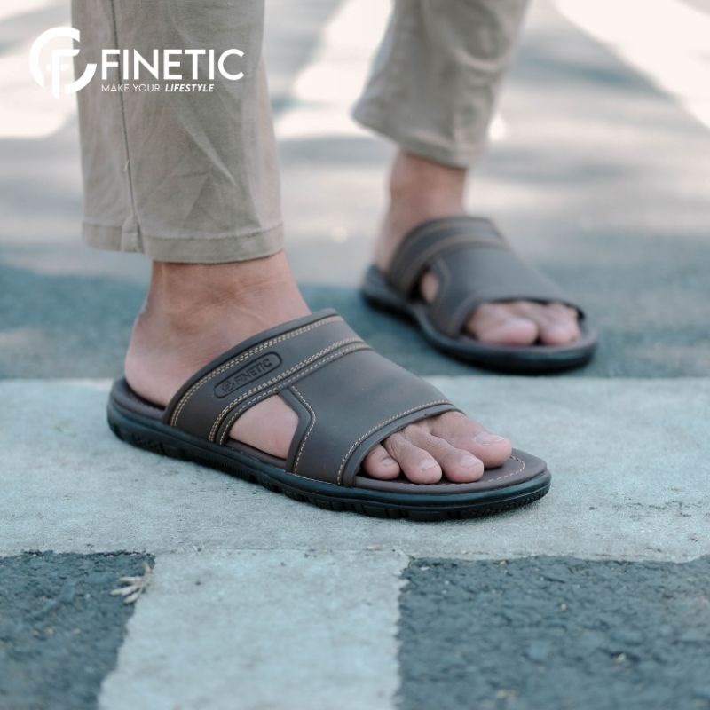 Beli 1 GRATIS 1 Sandal Kulit Finetic Z 10 Model Cowok Sendal Pria Kasual Ukuran 39 Sampai 43